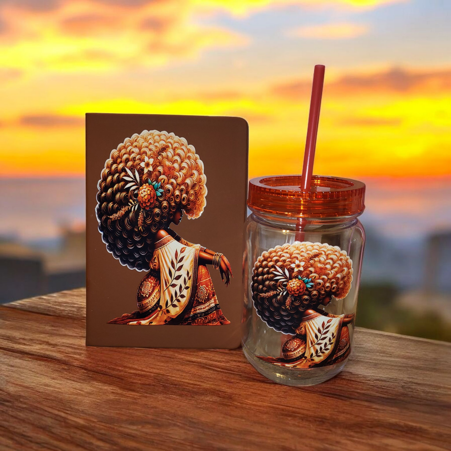 African Sunshine (20 oz mason jar tumbler with journal)